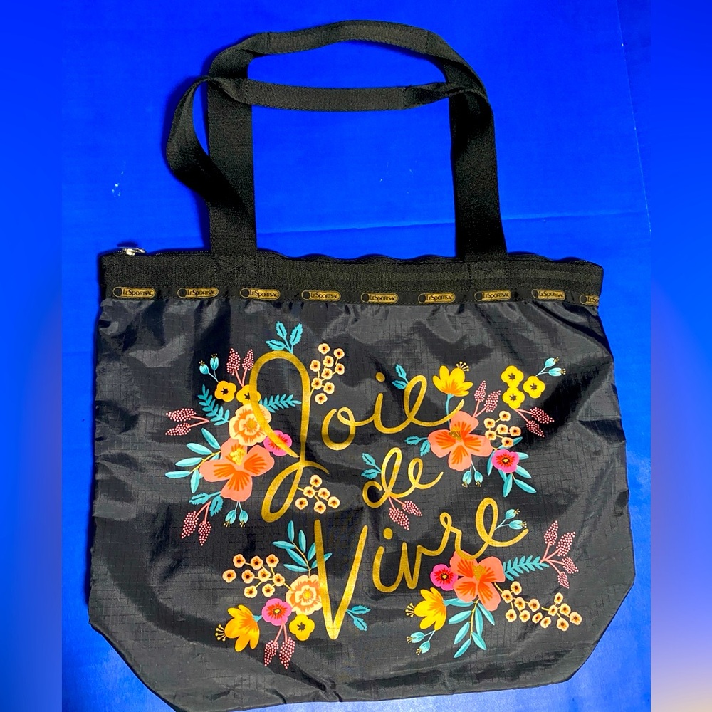 LeSportsSac Rifle Paper Co Marion Floral Black Tote Bag